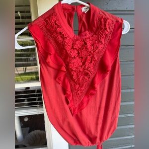 Tiny brand “Emma Lace Ruffle Tank” - beautiful bright red. Size small.